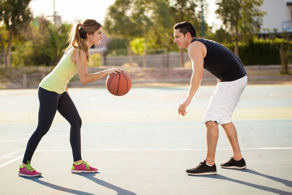 I play basketball with my friends ____ Sunday morning.